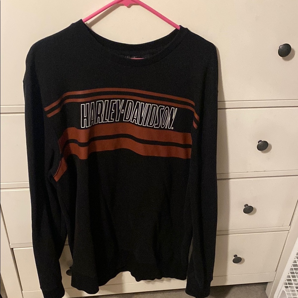 Harley-Davidson Black Shirt with Brown Stripes
